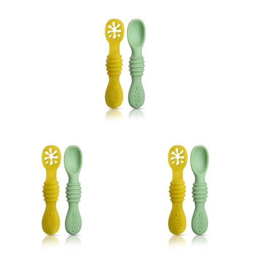 Image of Luvlap Baby - Led Weaning Silicone Spoons, Set of 2, First Stage Self-Feeding Baby Spoon Cum Training Spoons for Self Feeding, 6 M+, Gum Friendly, BPA Free, 11.4 Centimeter (Pack of 3)