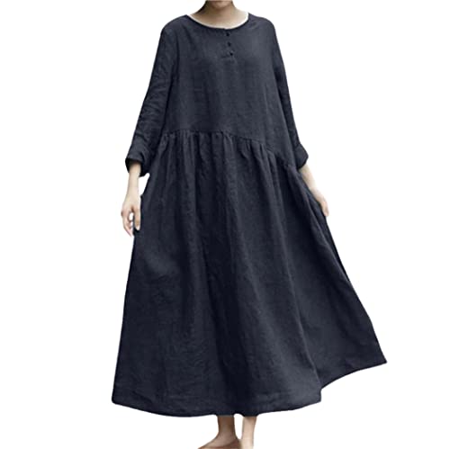 Robe d'été vintage en lin beige pour vos après-midi en terrasse et balades