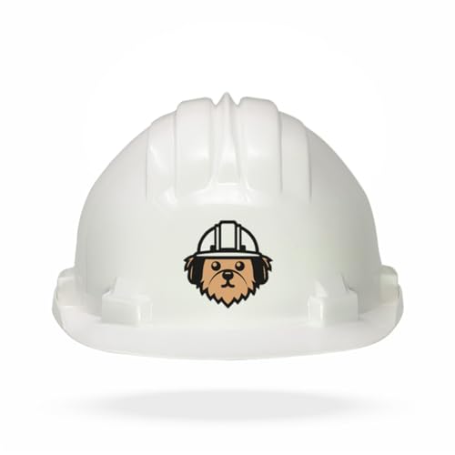 TAMS Capacete de construção infantil com fecho de rosca | Jogo e diversão (cão, branco?)