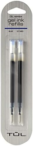 TUL Gel Pen Refills, Medium Point, 0.7 mm, Blue Ink, Pack of 2 Refills