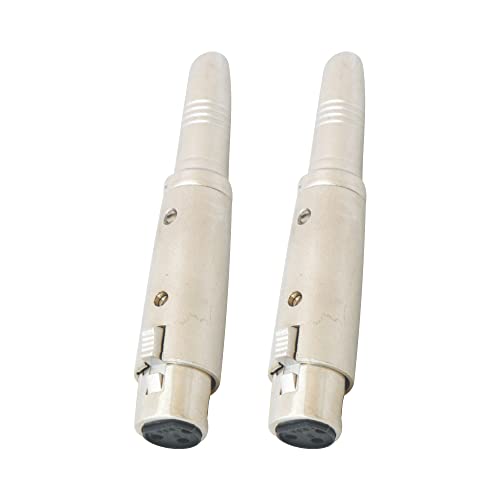 Image of MX 3 Pin XLR Microphone pin Pure Copper Nickel Plated for High Conductivity microphone (3 Pin XLR Female to P‑38 Mono Socket, Pack of 2, Female Connector)