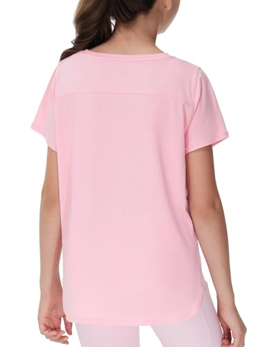 Image of THE GYM PEOPLE Girl's Athletic ShirtsWorkout Tops with Side Slits | Soft, Breathable, Side slits, Relaxed fit, Easy to match, For running, dancing and daily wear