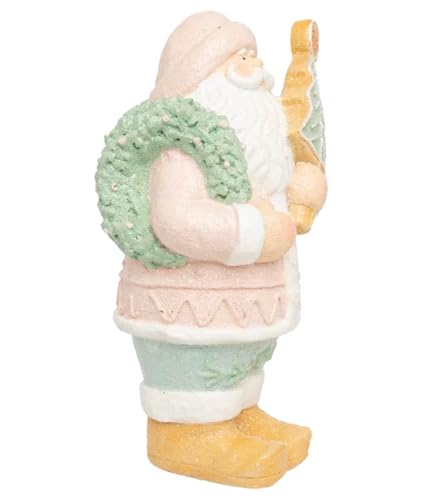 Image of Boston International Christmas Statue Tabletop Figurine Winter Holiday Decorations for Home, 7.25 inch, Pink Santa Sugar
