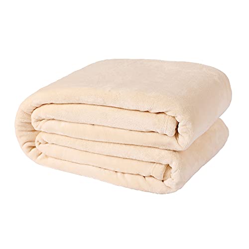 Image of NANPIPER Fleece Blankets, Super Soft Flannel King Size Blanket for Bed, Luxury Cozy Microfiber Plush Fuzzy Blanket,Beige