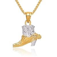 IceCarats 14K Solid Yellow Gold Cowboy Boot Necklace Chain Pendant Charm Only