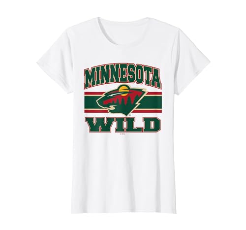 Minnesota Wild Stripe White Officially Licensed T-Shirt, Women, White, Medium