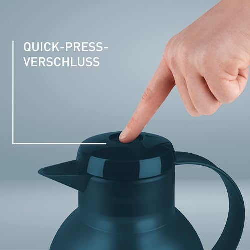 Emsa Samba Isolierkanne, 1 Liter Fassungsvermögen, Quick Press Verschluss, 100% dicht, 12h heiß und 24h kalt, mit Glaskolben… – Ansicht 4