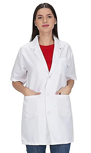 DRY DEALWomen's Poly-cotton Half Sleeves Lab Coat Wrinkle Resistant (S)
