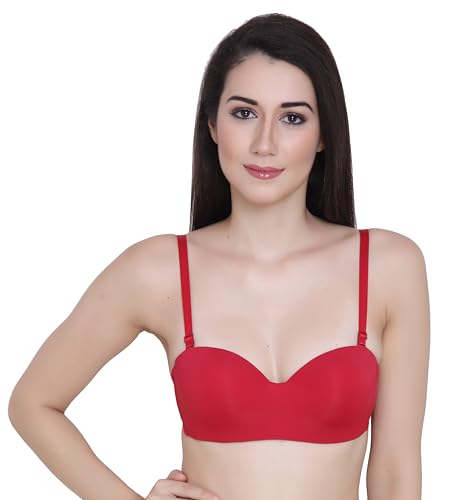 Image of GLAMORAS Women & Girls Demi Cup Bra | Nylon Spandex, Padded, Underwired Bra | Adjustable Detachable Straps, Low Coverage Demi Bra