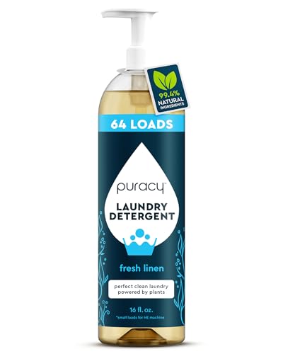 Puracy Laundry Detergent - Enzyme-Powered Liquid Laundry Detergent Concentrate, Natural Laundry Detergent Seen on TikTok, Non-Toxic (Fresh Linen, 16 fl oz, 64 Loads)