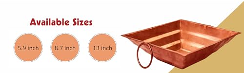 Image of Achleshwar Pure Copper Hawan Kund Pooja Havan Kund for Rituals Yagya Kund Traditional Religious Item | Home Temple Office Use Brown 13 x 13 Inch