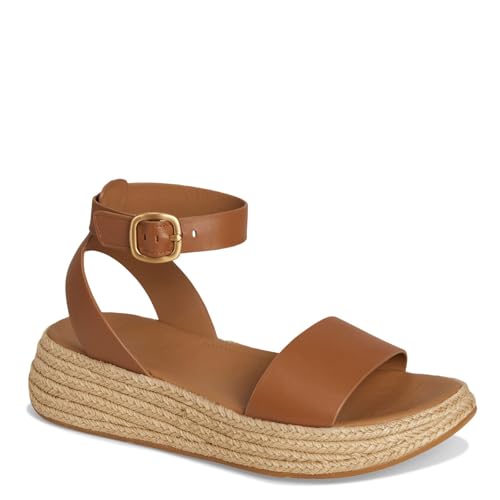 Image of FitFlop Women's, F-MODE Espadrille Leather Flatform Ankle-Strap Sandal
