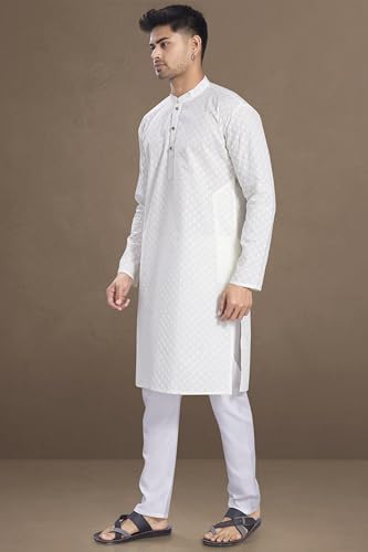 Image of DIVISIVE Men's Thread Embroidered Cotton Only Slim Fit Kurta