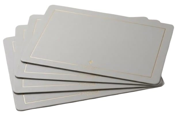 Image of Dribble Premium PU Leather Placemats Set of 4, Double Layer Waterproof Heat Resistant, Non-Slip Easy Clean Dining Table Mats for Kitchen, Dining & Office Desk, Reversible & Smooth Finish (Silver)