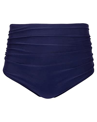 Image of Tempt Me Women High Waisted Bikini Bottom Retro Ruched Swim Bottom Shirred Tankinis Brief