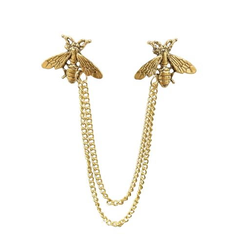 Vintage Honey Bee Brooch for Women Men Cute Bee with Hanging Chain Tassel Animal Insect Lapel Pins Elegant Dress Accessories for Hat Bag Suit Tie Holiday Party Jewelry (Gold-tone)