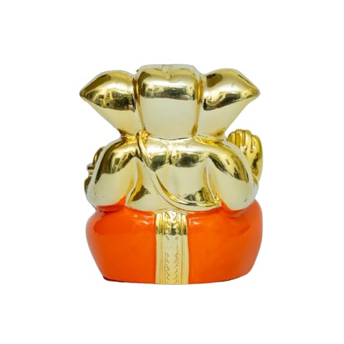 Image of Gold Plated Shubh Labh Ganesha Idol | Perfect for Car Dashboard, Home & Office |Auspicious Gift | Prosperity & Good Fortune| Vastu Blessings | Height 1.5 Inch