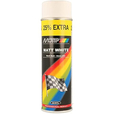 Motip M04002 Aerosol Spray Paint, 500 ml, Matt White Cover