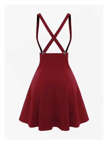 Overall Dress Plus Size Fashion Buttons Suspender Skirts Women Pleated Lace Up Basic Corset Flare Skirt Knee-Length Casual4