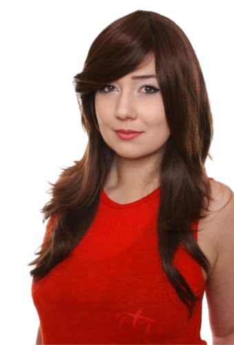 Prettyland C327 - lange Perücke Langhaar 60cm Stufenschnitt Hitzefest Wig - Schwarz & Braun Gemischt
