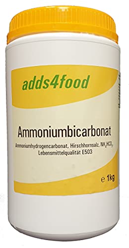 adds4food 1kg Ammoniumbicarbonat (Hirschhornsalz ABC-Trieb) in Lebensmittelqualität E503