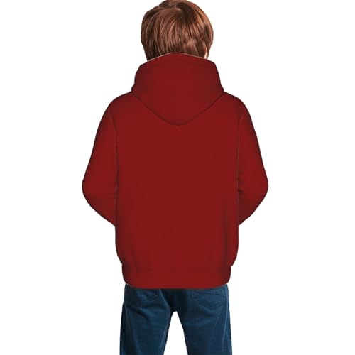 Maroon Kid Hoodies Boys Sweatshirts Girls Pullover with Pocket4