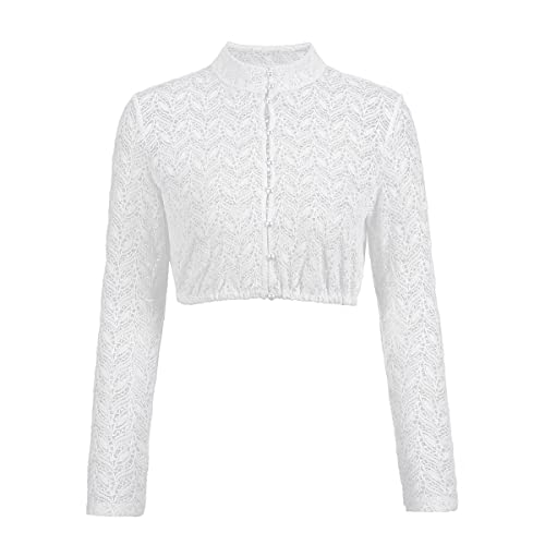Dirndlparty Dirndlbluse, Trachtenbluse Damen Dirndlbluse Langarm Spitze...