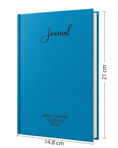 Image of Unruled Premium Hardcover Journal Notebook | Weekly Summary, To-Do Lists & Goal Planner | Undated Productivity Journal | A5 Size, Smooth Writing Pages | 100gsm Thick Paper, 80 Sheets /160 Pages Per Book | Elegant Notebook for Work, Study & Personal Planning (SKY BLUE, Unruled)