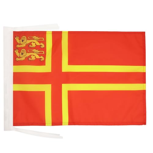 AZ FLAG - Drapeau Normandie Croix de Olaf 2 lions - 45x30 cm - Pavillon Normand 100% Polyester Avec Deux Cordelettes - 20g