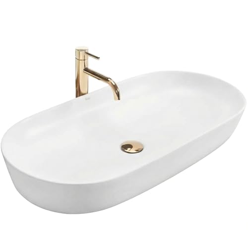 Rea VASQUE À POSER CLEO 81 WHITE Lavabo Salle de Bain 810 x 410 x 135 mm en Céramique (Blanc)