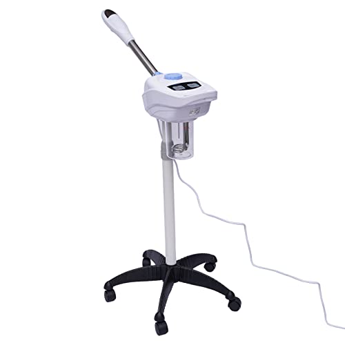 Vaporizador facial de ozono, máquina de vapor facial multifunción con boquilla giratoria de 360 ° y ruedas, vaporizador facial profesional con depósito de agua de 860 ml para salón y hogar