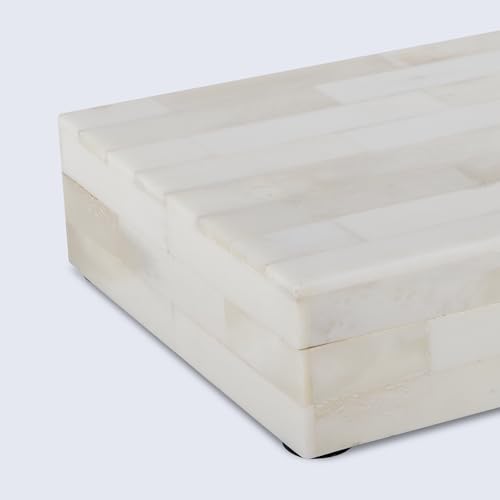 Image of Handicrafts Home Jewelry Gift Boxes - Decorative Organizer and Storage Box for Decor White Bone Inlay 5x7x1.5