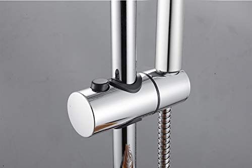 Square Chrome Overhead Rain Shower Kit Dual Rigid Riser Rainfall Head and Hand Held Shower Twin Bath Set for Bathroom, Stainless Steel, with Fittings - Image 8