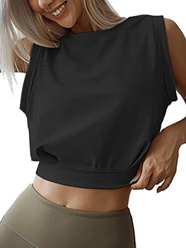 Crop Tops for Women Sexy Yoga Tank Tops for Women Black Crop Tops for Women Summer Active Workout Tank Top Basic Running Muscle Shirts Summer Clothes for Teen Girls Black M