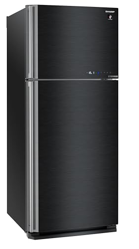 Sharp SJ-GV58A(BK) Refrigerator Inverter with 2 Glass Black Door and Plasma Cluster - 450 Liters
