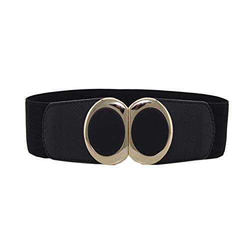 Women's Elastic Waist Belts Simple Minimalist Circular Medium Black