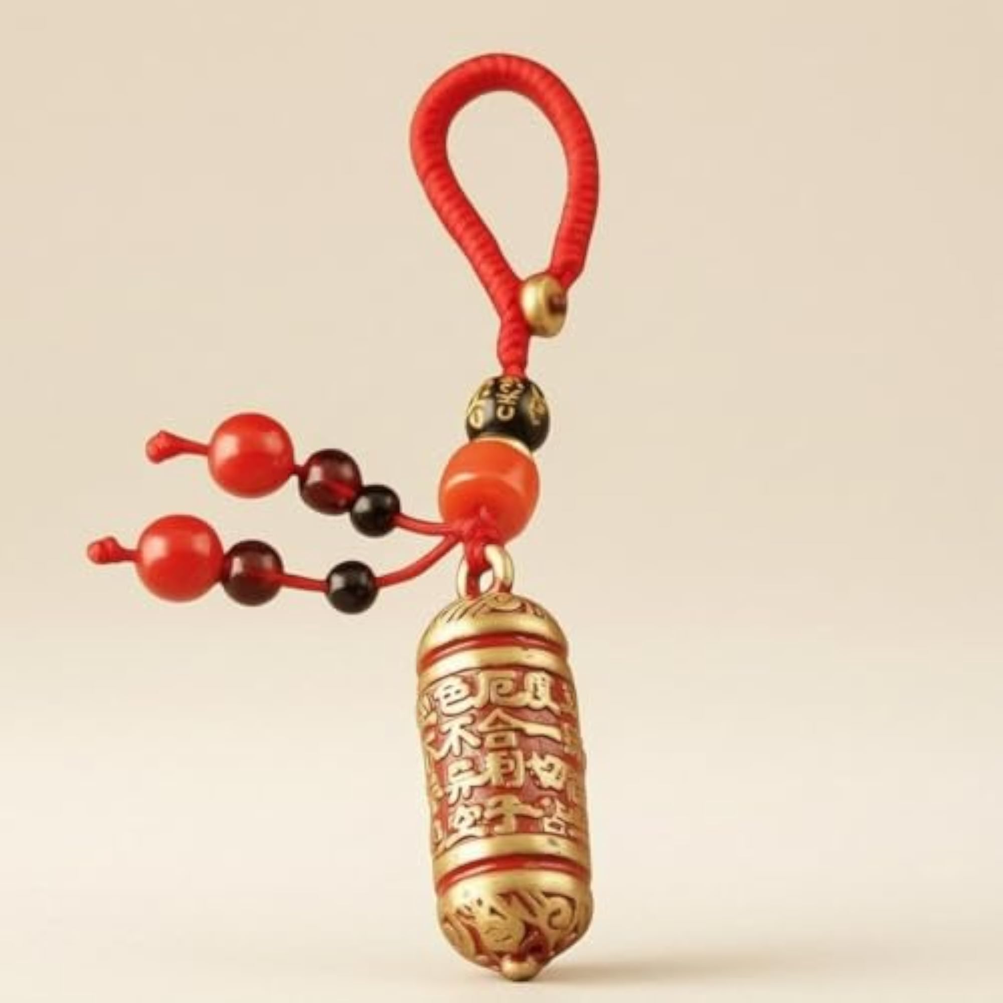 Gold-Tone Lacquered Brass Charm Bead-Like Cylindrical Charm