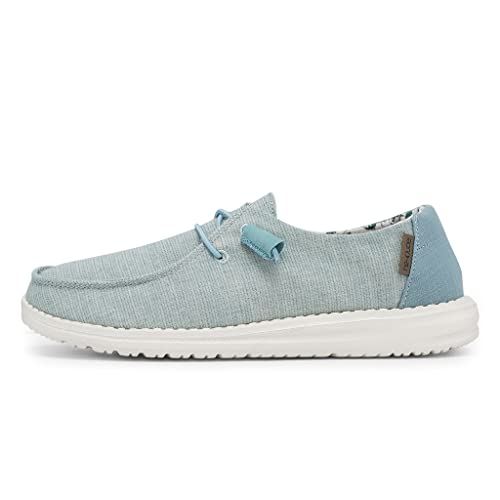 Image of HEYDUDE Women's Wendy Chambray Azur Size 12 | Women's Shoes | Women's Lace Up Loafers | Comfortable & Light-Weight