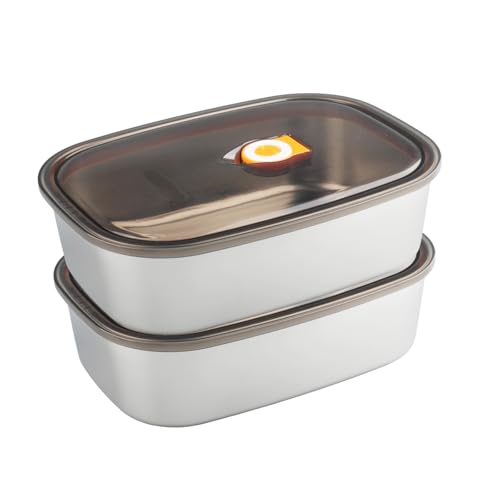 WakiHong 2 Pieces Boîtes de Conservation Alimentaire en Acier Inoxydable avec Couvercles Boîtes à Déjeuner en acier Inoxydable,passent au four,au...