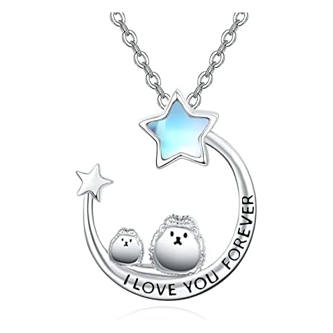 KINGWHYTE Animals Necklaces 925 Sterling Silver I Love You Foerver Hedgehog Necklace Jewellery Gifts for Women Girls Friends Cover