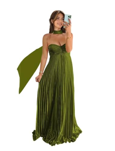 Dessiny Strapless Scarf Bridesmaid Dresses for Women 2025 Ruffles Pleated Satin Maxi Dresses with Scarf DE338