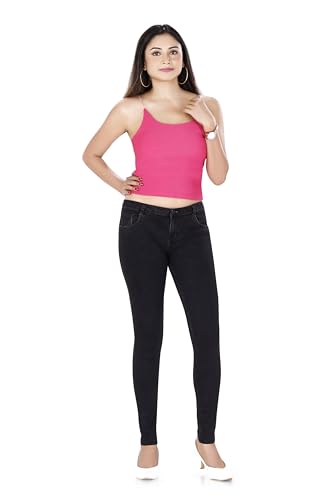Image of TWGE - Women's Low Rise Skinny Fit Jeans - Single Button, Stretchable Denim Pants - Ankle Length - Stylish Casual Wear