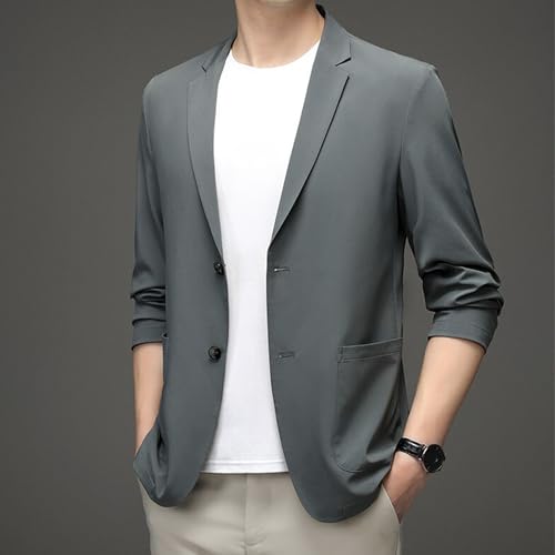 Men's Casual Suit Coat Lightweight Two Button Business Jackets Summer Business Ice Silk Blazer Sport Jacket4