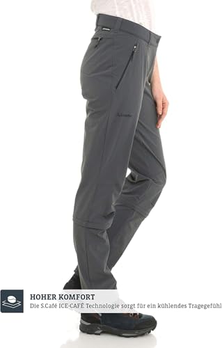 Schöffel Damen Pants Engadin1 Zip Off, elastische Damen Hose mit Zip-Off Funktion, kühlende und schnell trocknende Outdoor Hose für Frauen, asphalt, 40