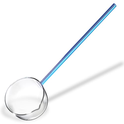 Image of Multipurpose Glass Spoon and Ladle - Heat Resistant Borosilicate Karandi for Cooking, Serving, Stirring & Tadka (Blue)