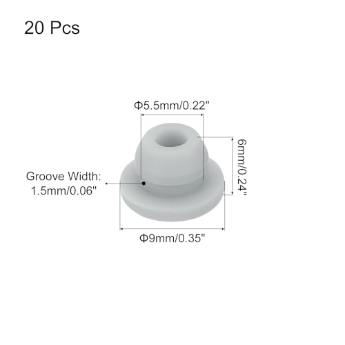 Image of MECCANIXITY 20pcs Silicone Snap in Locking Hole Plugs,5.5mm /0.2 Inch Mounting Diameter Narrow Groove Width 1.5mm Panel Seal Cover Round for Kitchen Bulkheads Waterproof Sealing Plugs Grey