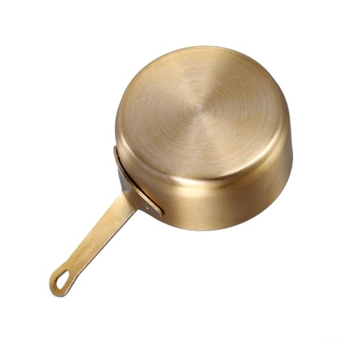 Sartén de acero inoxidable de 100 ml para estufa, mini olla de leche con mango largo, base antideslizante, borde liso y agujero para colgar, para calentar leche, café, mantequilla o salsa (dorado L)