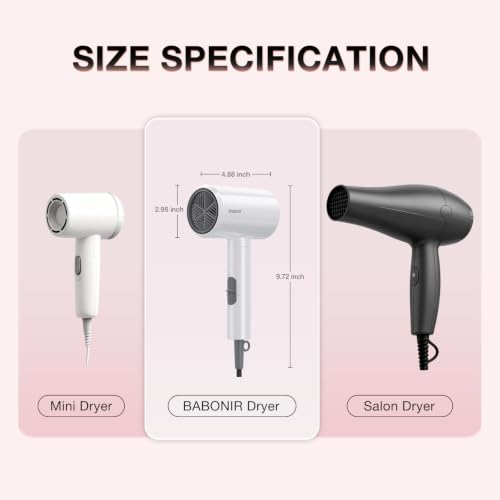 Image of BABONIR 1875W Hair Dryer with Diffuser for Curly Hair, Foldable, White