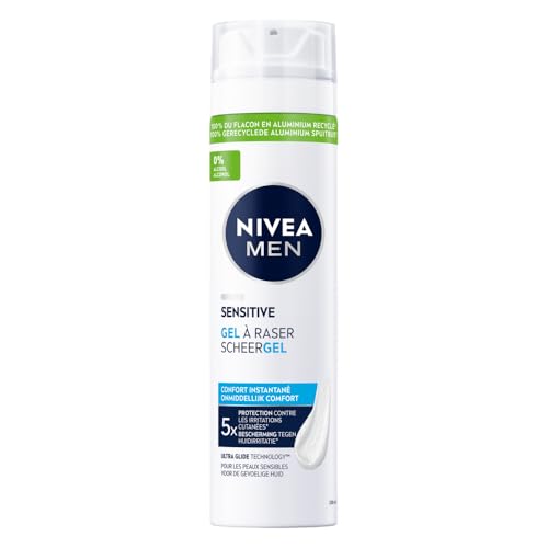 NIVEA MEN - Gel Rasage Homme - Protection Contre 5 Signes d'Irritation Dus au Rasage - Formule Sans Alcool à la Camomille & Hamamélis - Peaux Sensibles - Testé Sous Contrôle Dermatologique - 200 ml