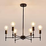 ASGYISA 6-Light Black Sputnik Chandelier，Metal Modern Semi Flush Mount Ceiling Light Fixture，Industrial Farmhouse for Bedroom Kitchen Dining Room Living Room Laundry Room， E26 Base